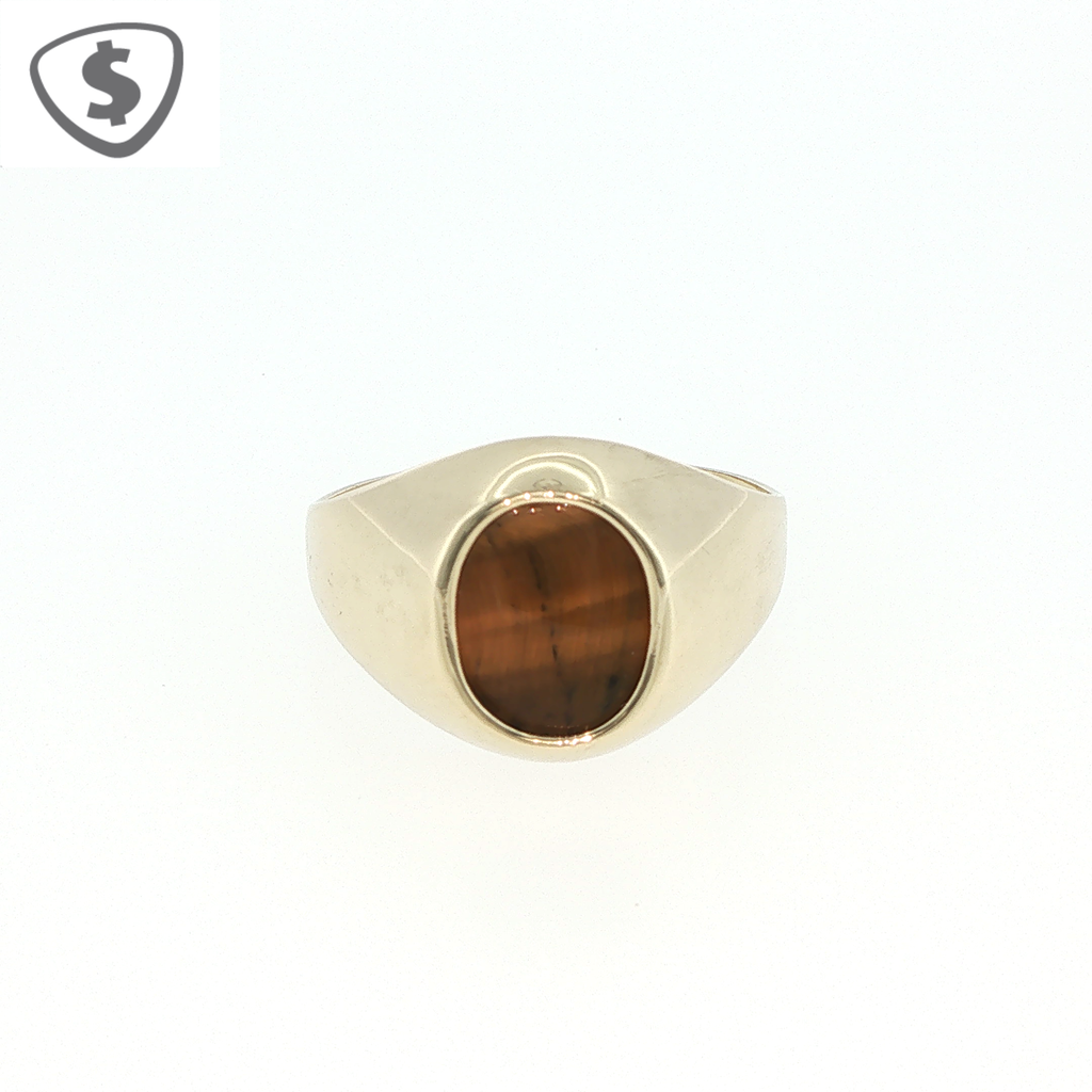 9ct Yellow Gold Agate Signet Ring