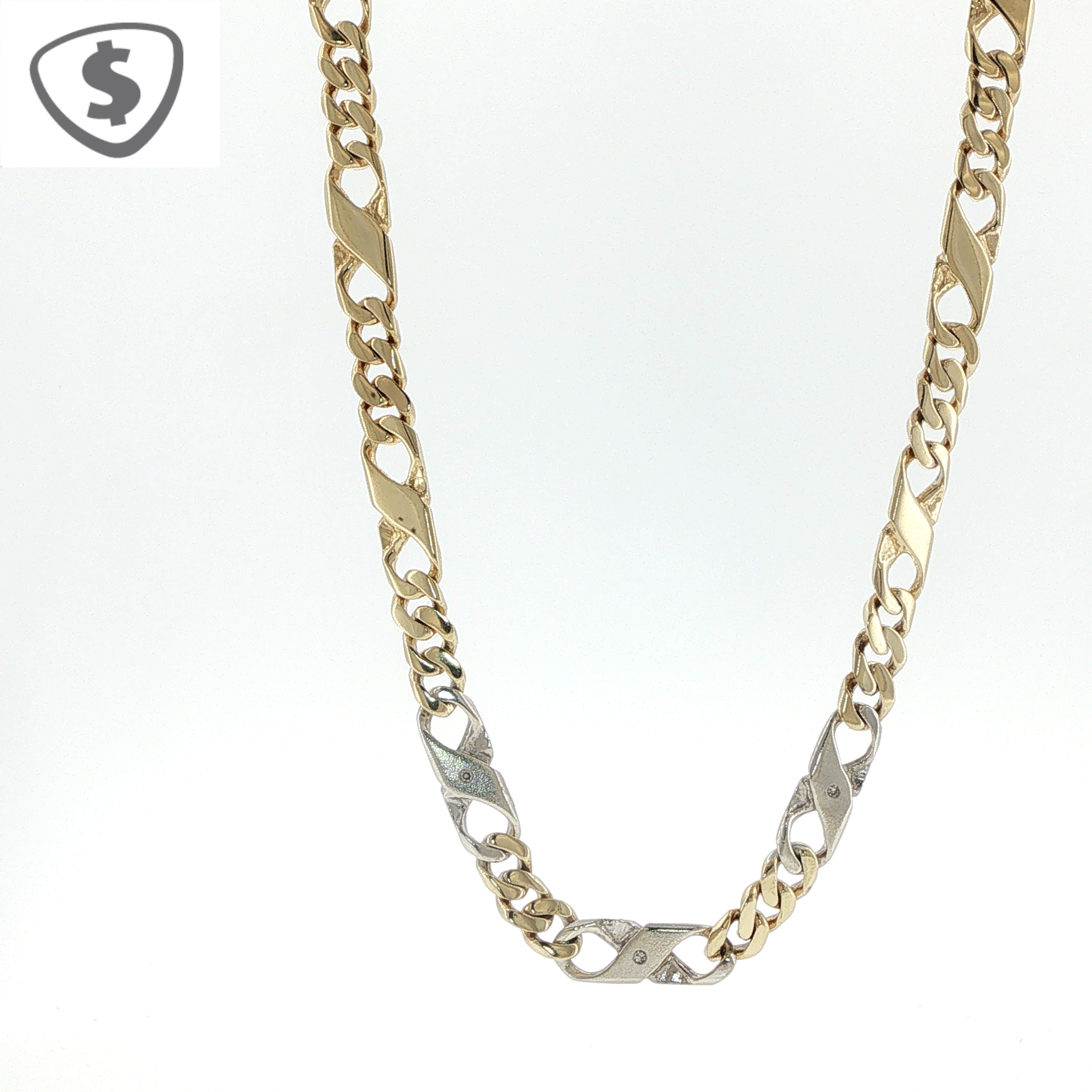 9ct Yellow Gold Chain Necklace with Diamond Infinity Links