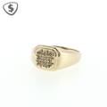 9ct Yellow Gold 9 Stone Diamond Grid Signet Ring