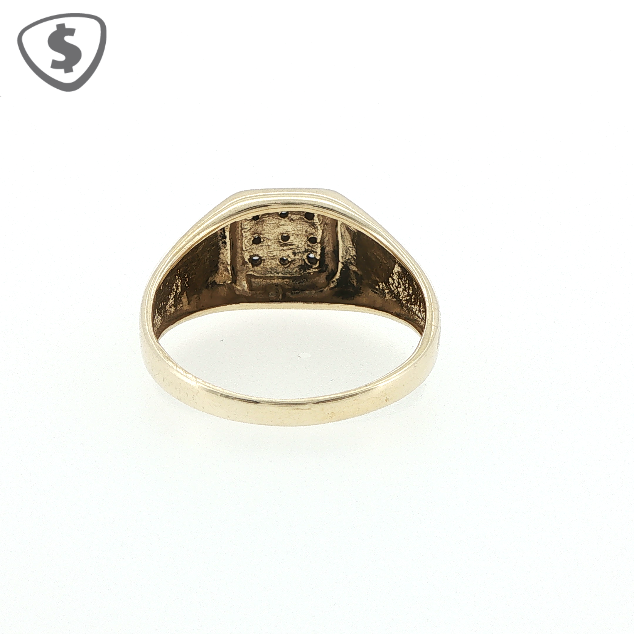 9ct Yellow Gold 9 Stone Diamond Grid Signet Ring