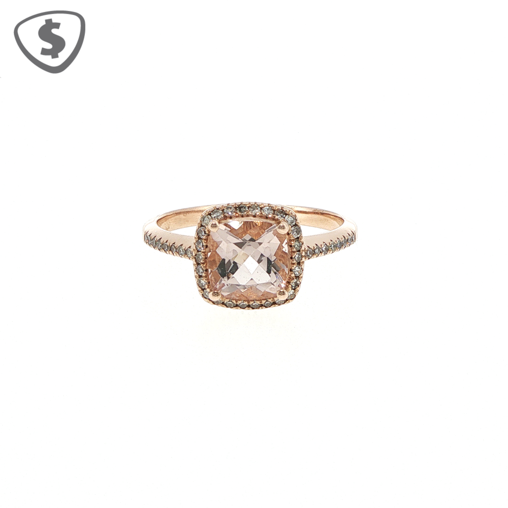 9ct Rose Gold Cushion Cut Cubic Zirconia Halo Cocktail Ring