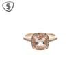 9ct Rose Gold Cushion Cut Cubic Zirconia Halo Cocktail Ring