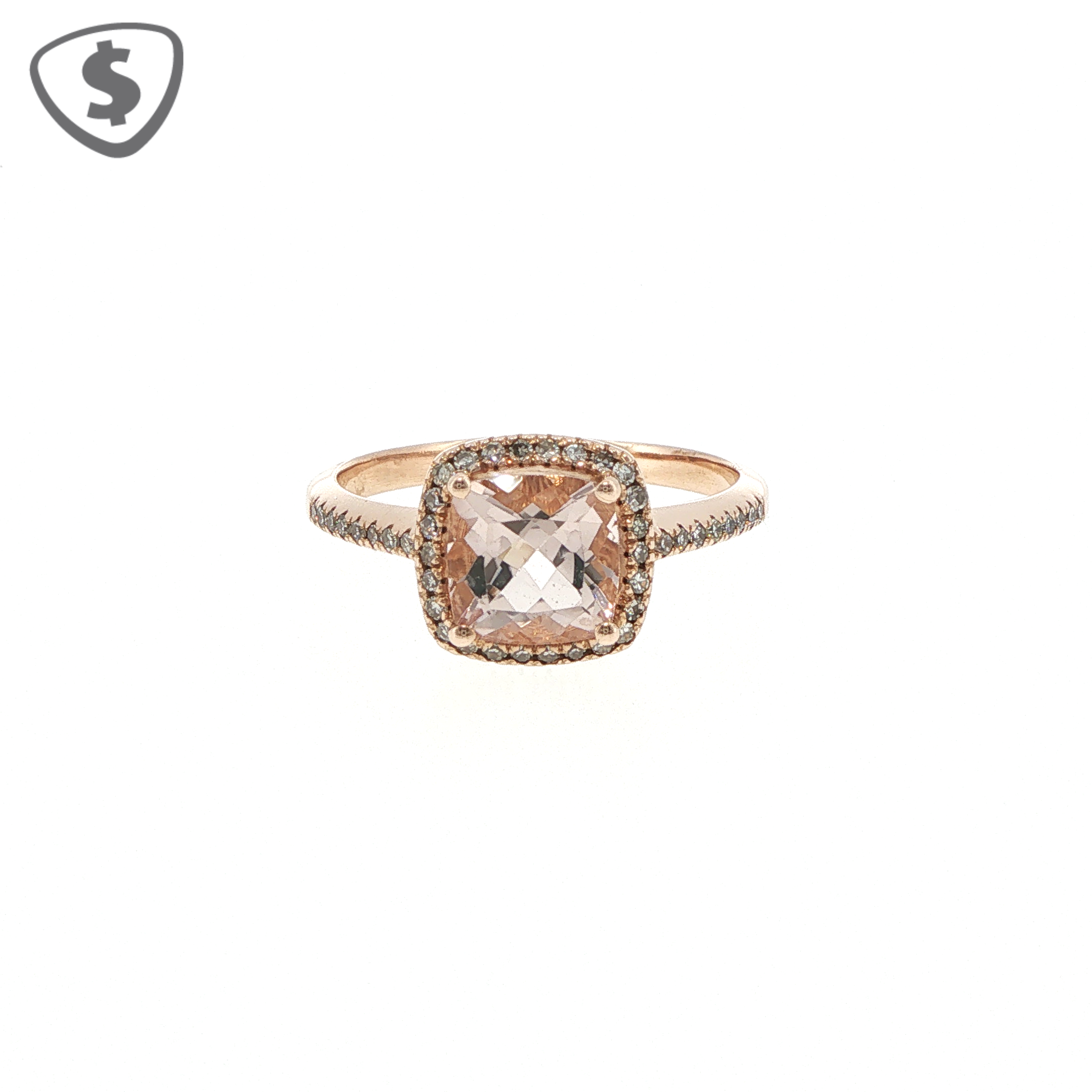 9ct Rose Gold Cushion Cut Cubic Zirconia Halo Cocktail Ring