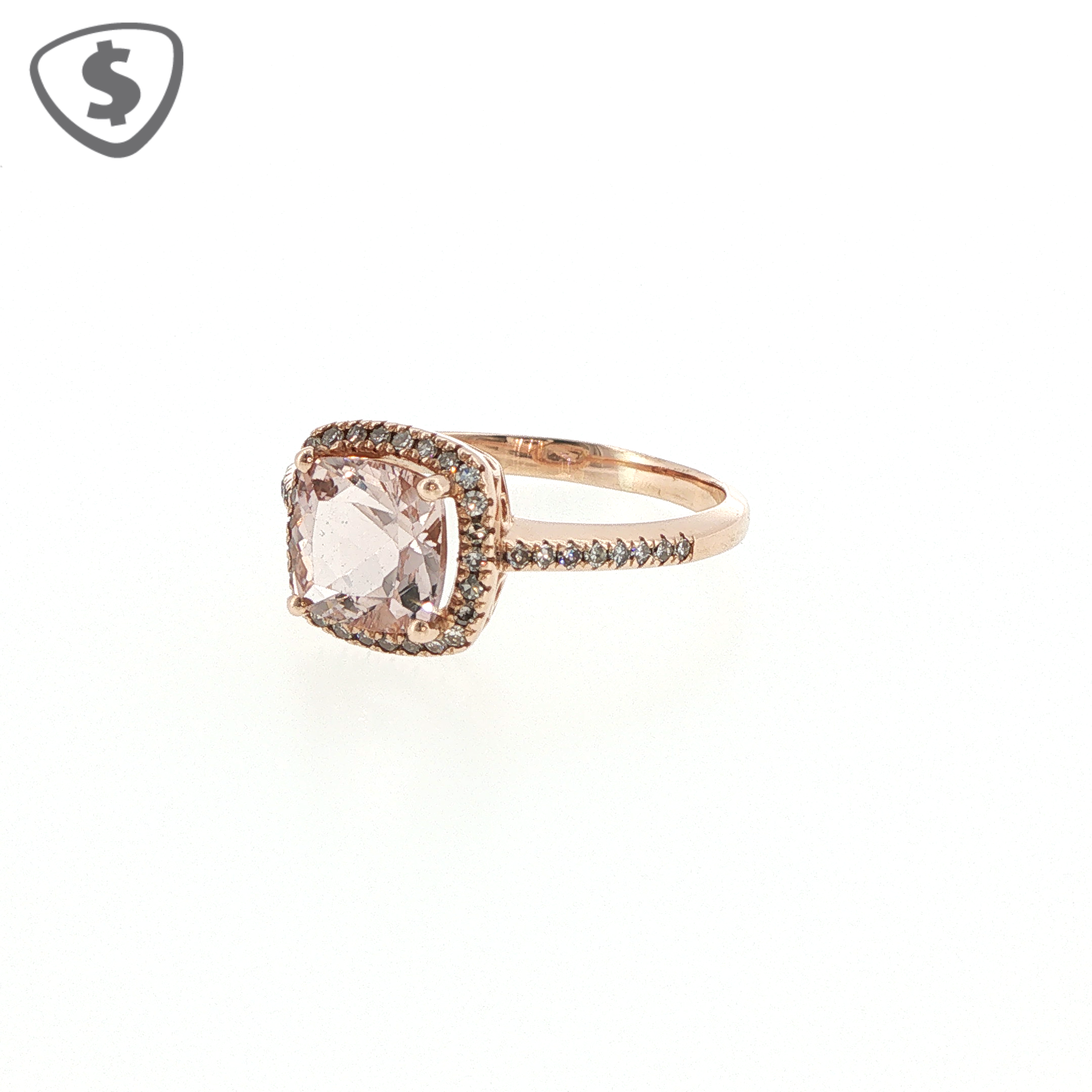 9ct Rose Gold Cushion Cut Cubic Zirconia Halo Cocktail Ring