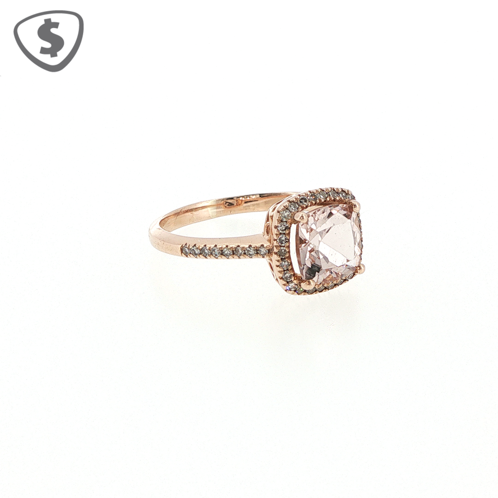 9ct Rose Gold Cushion Cut Cubic Zirconia Halo Cocktail Ring