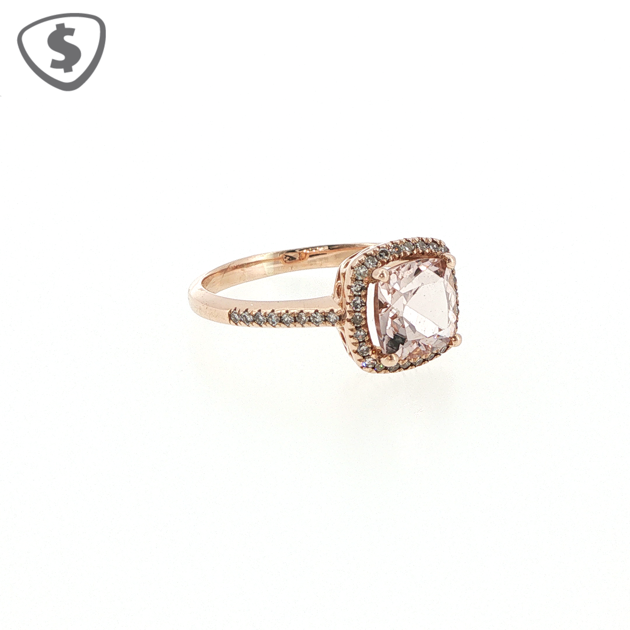 9ct Rose Gold Cushion Cut Cubic Zirconia Halo Cocktail Ring