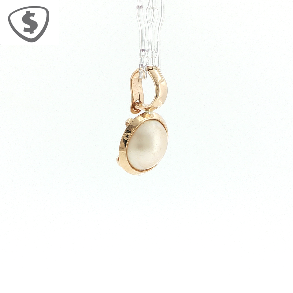 Classic 9ct Yellow Gold Bezel-Set Pearl Pendant