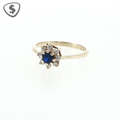 9ct Yellow Gold Royal Blue Floral Cluster Cocktail Ring