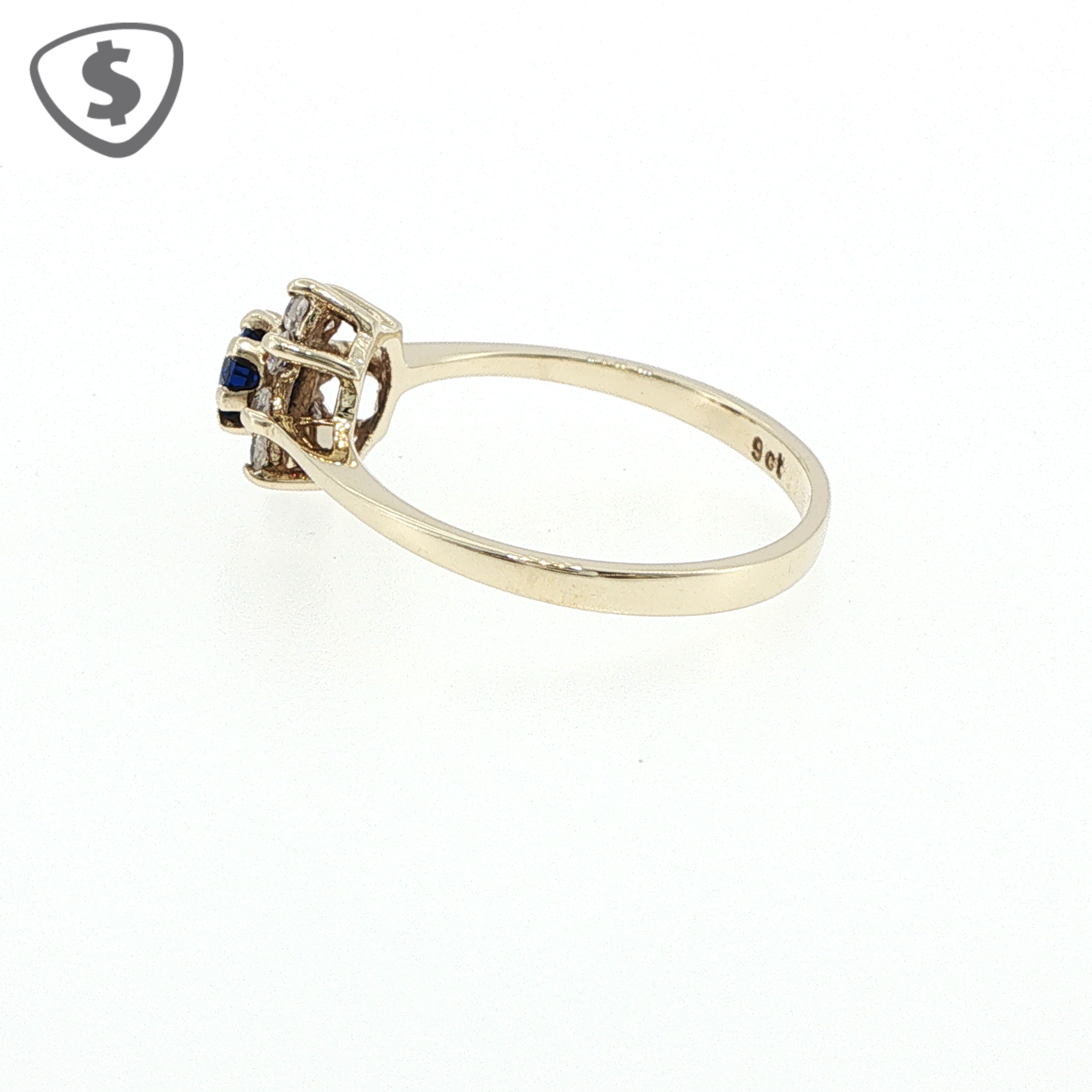 9ct Yellow Gold Royal Blue Floral Cluster Cocktail Ring
