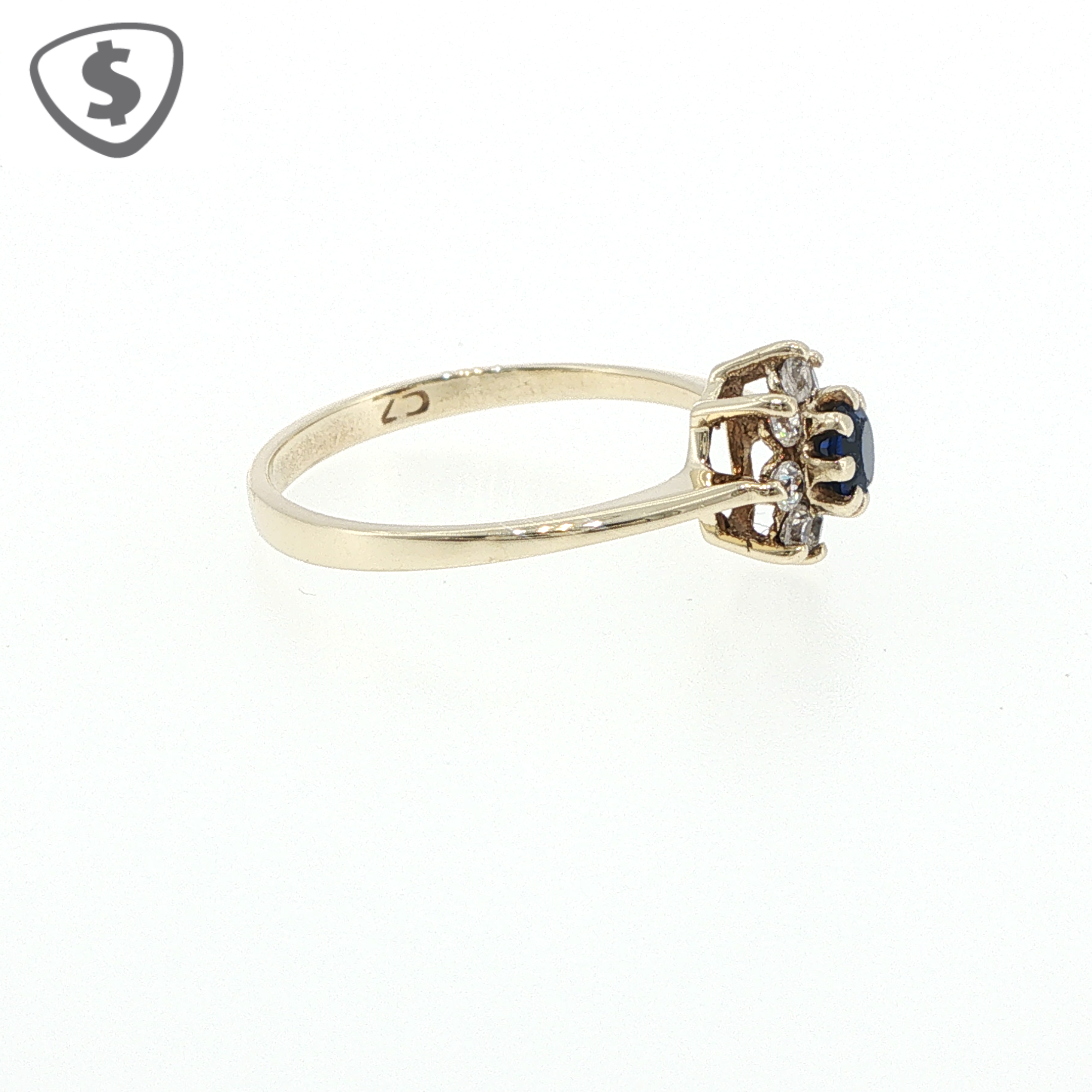 9ct Yellow Gold Royal Blue Floral Cluster Cocktail Ring