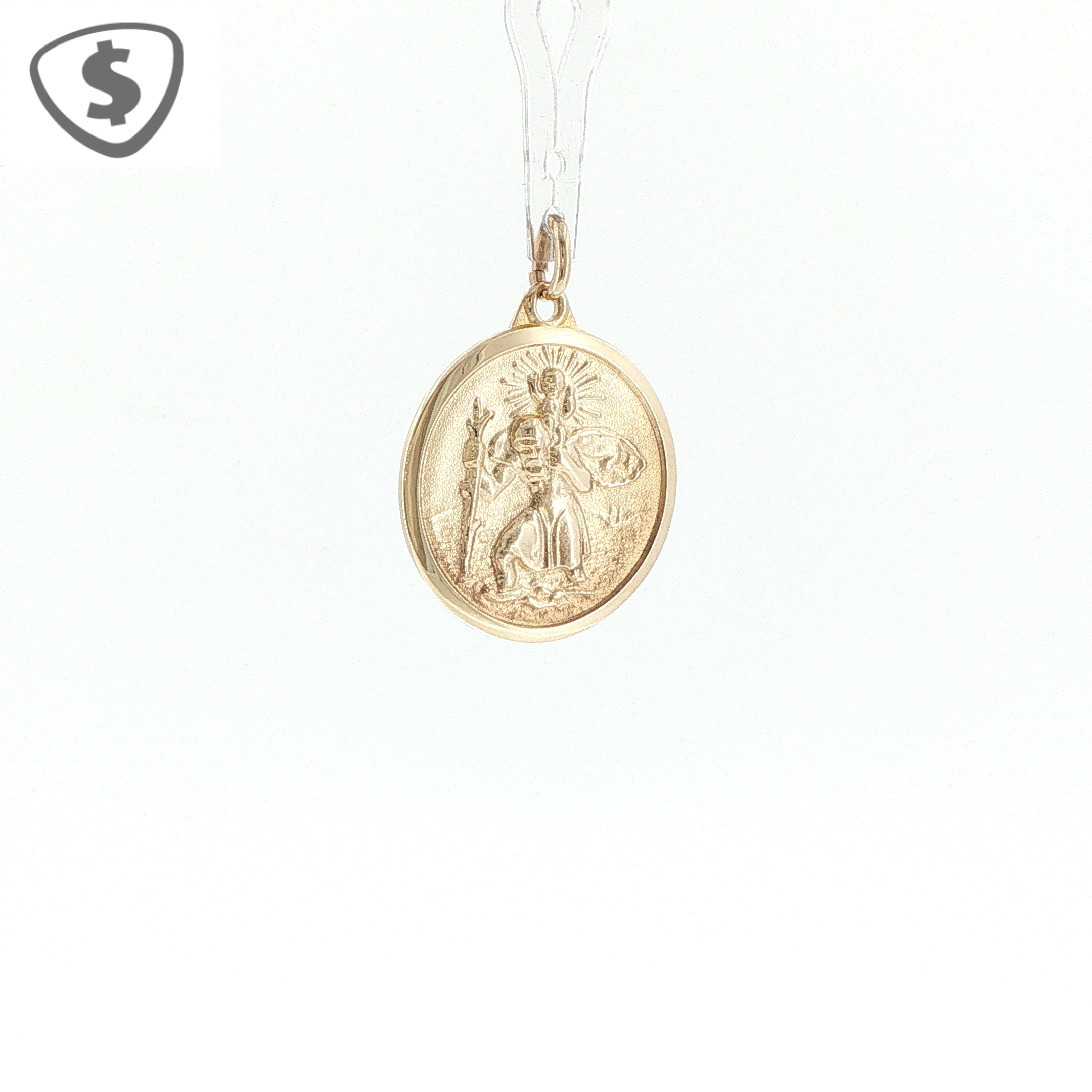 9ct Yellow Gold Embossed St Christopher Medal Pendant