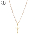 9ct Yellow Gold Crucifix Pendant on Figaro Chain