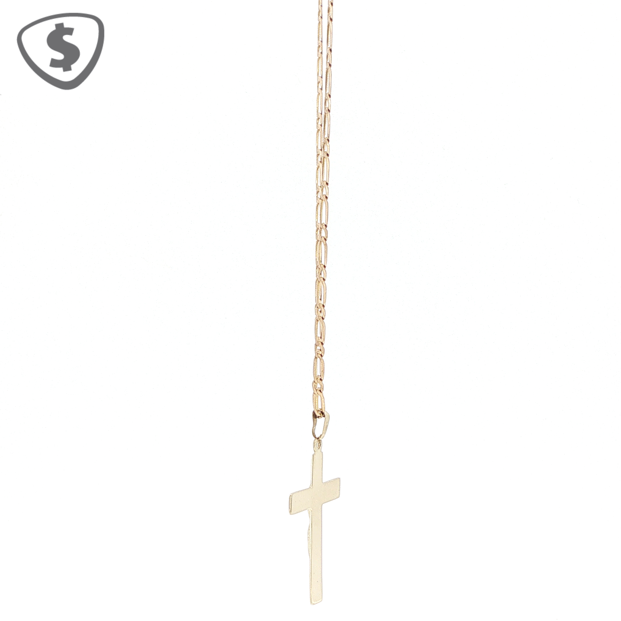 9ct Yellow Gold Crucifix Pendant on Figaro Chain