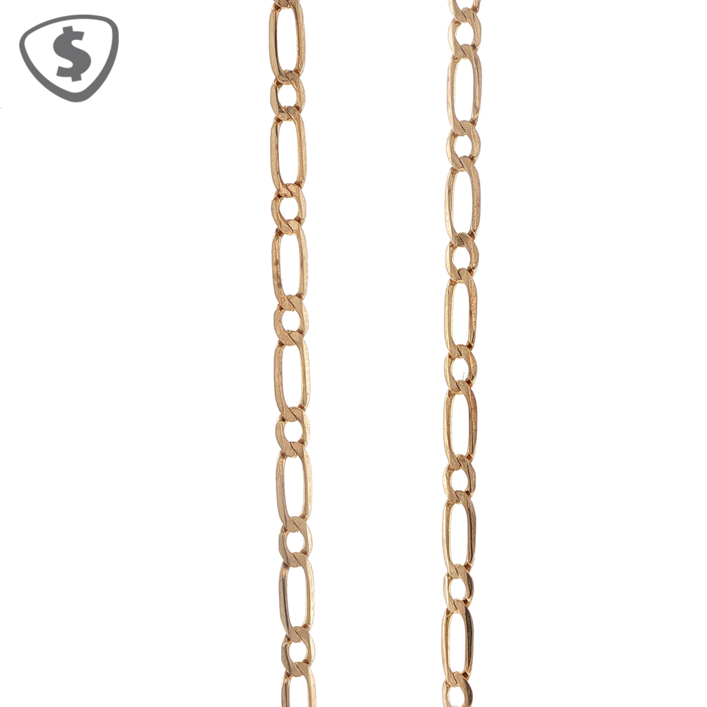9ct Yellow Gold Crucifix Pendant on Figaro Chain