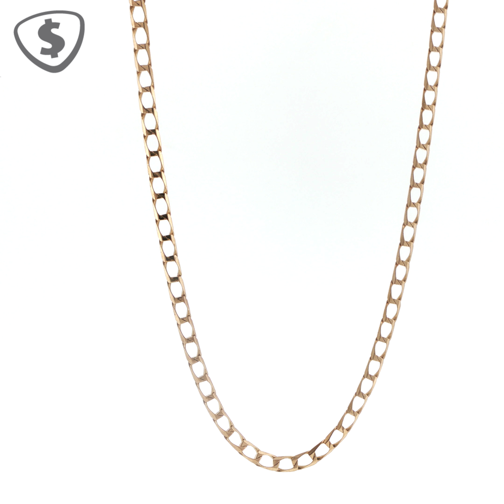 9ct Yellow Gold Square Curb Link Necklace