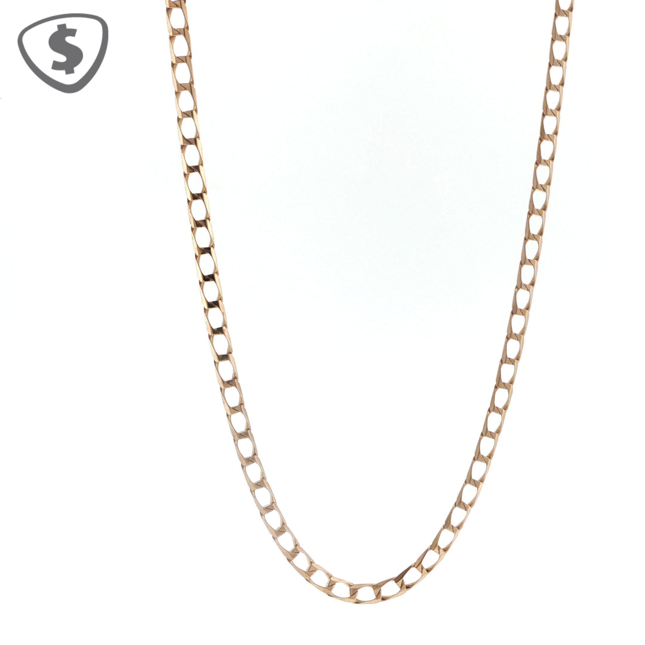 9ct Yellow Gold Square Curb Link Necklace