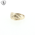 9ct Engraved Yellow Gold Diamond Signet Ring