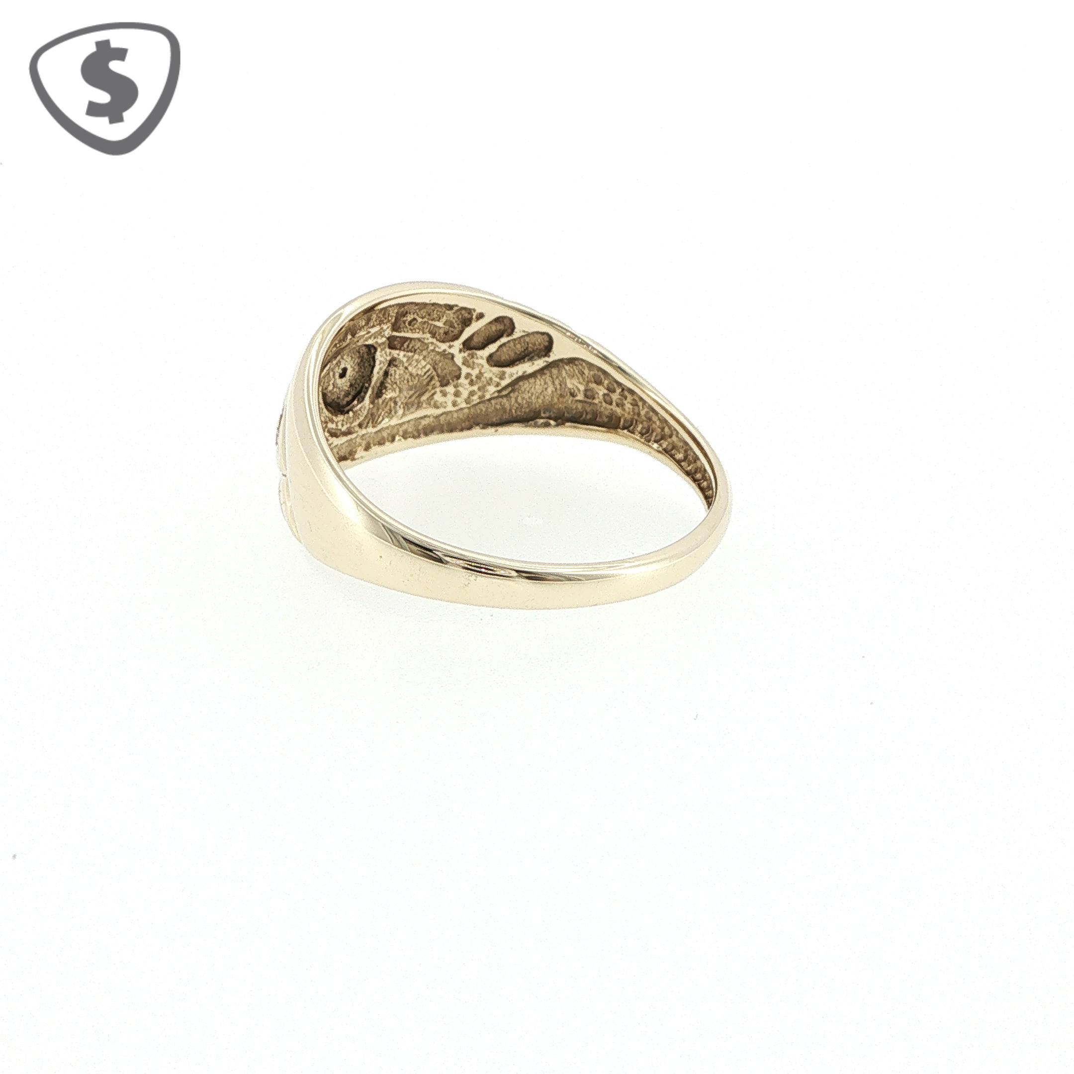 9ct Engraved Yellow Gold Diamond Signet Ring