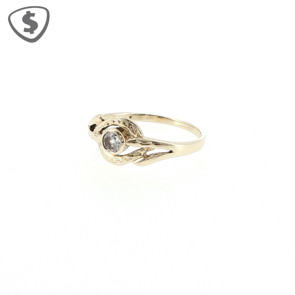 9ct Yellow Gold Textured Bypass Solitaire Ring