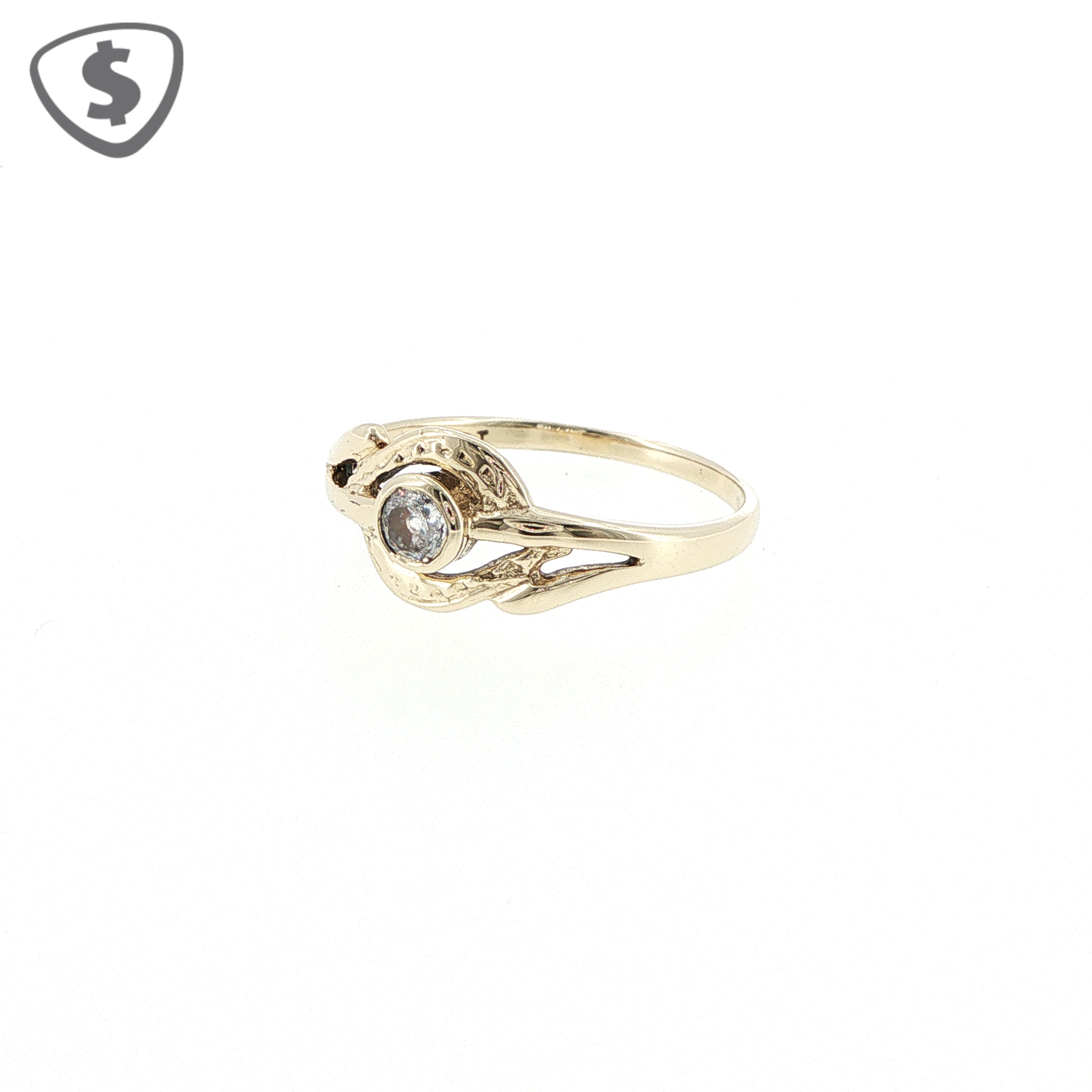 9ct Yellow Gold Textured Bypass Solitaire Ring