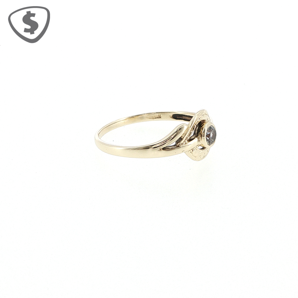 9ct Yellow Gold Textured Bypass Solitaire Ring