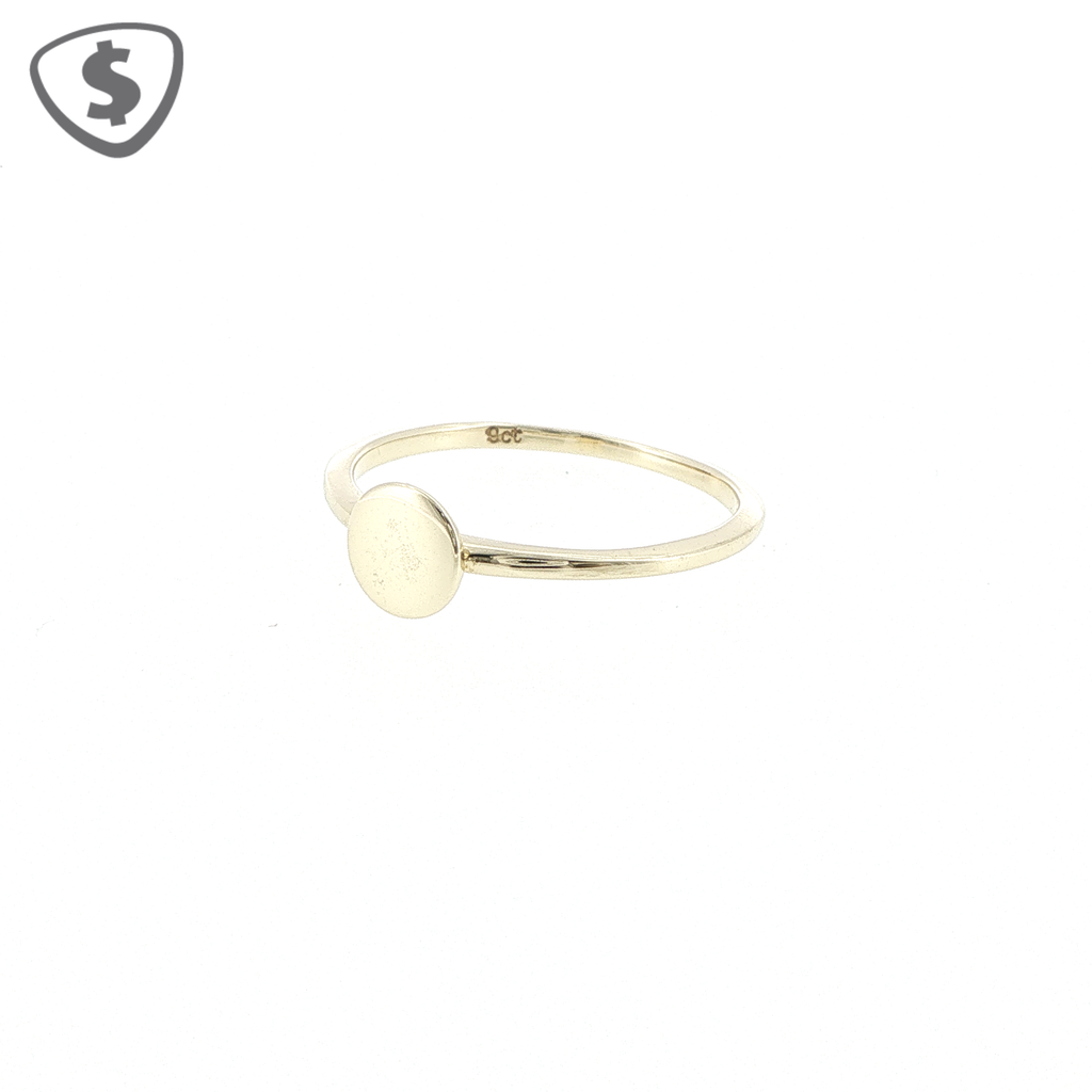 9ct Yellow Gold Minimalist Round Disc Signet Ring