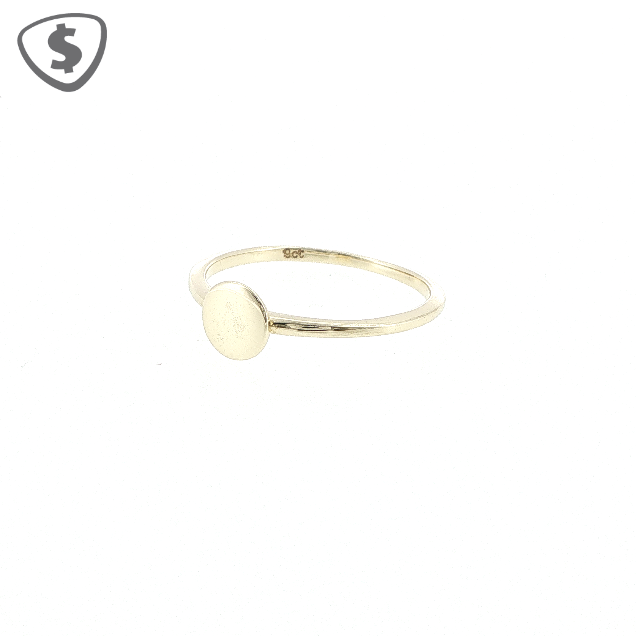 9ct Yellow Gold Minimalist Round Disc Signet Ring