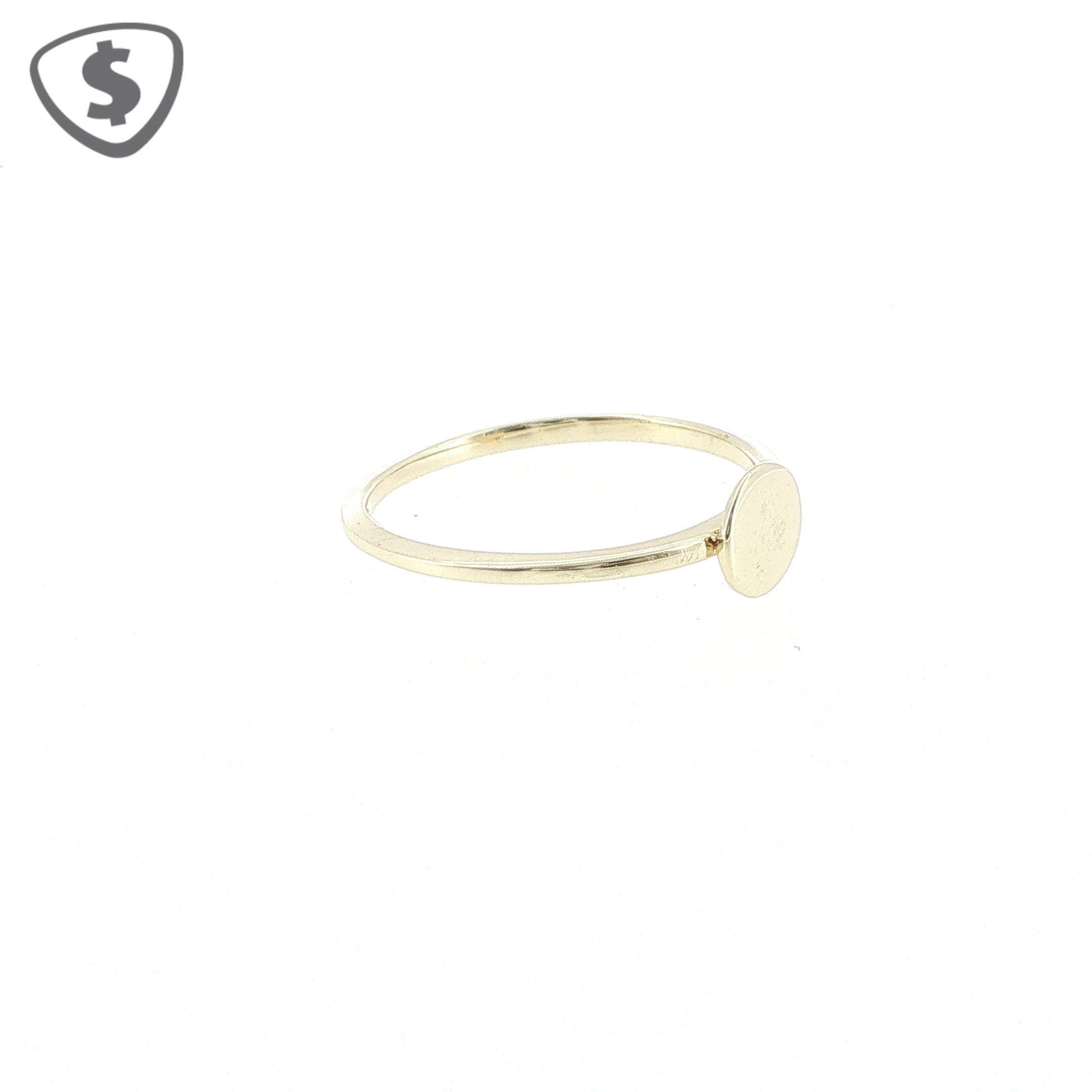 9ct Yellow Gold Minimalist Round Disc Signet Ring