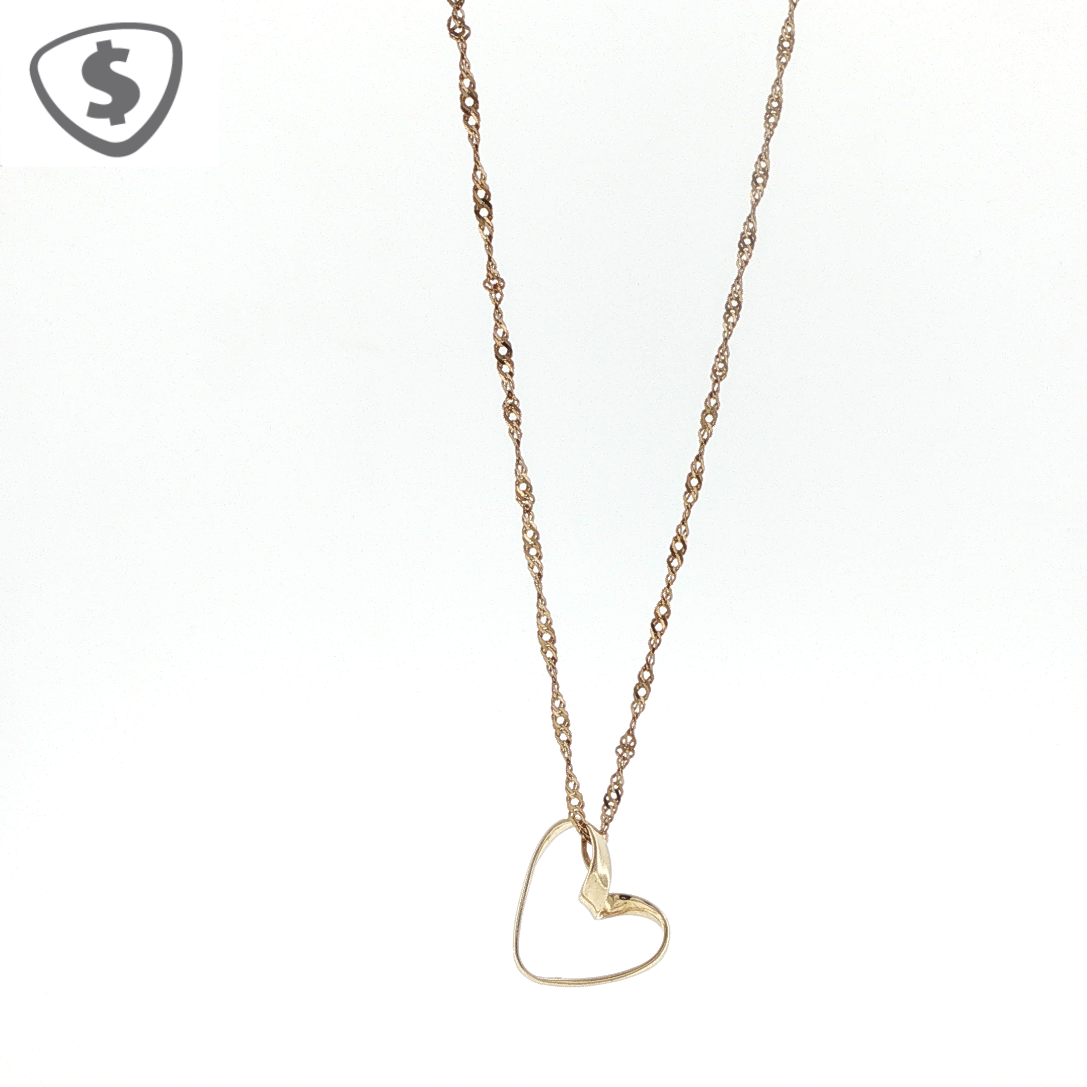 9ct Yellow Gold Open Heart Charm Necklace