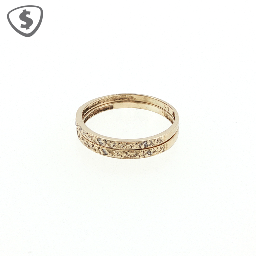 9ct Yellow Gold Diamond Ring Band Set