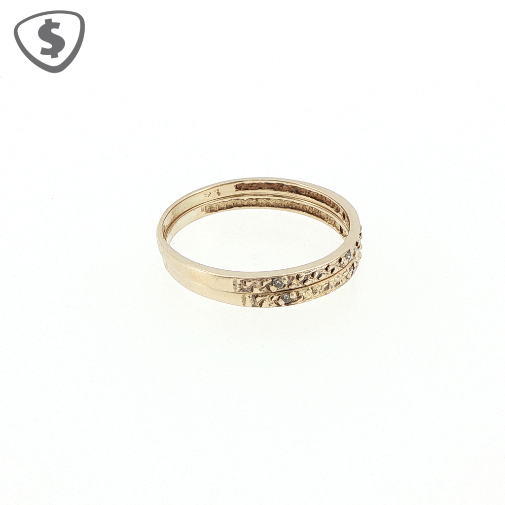 9ct Yellow Gold Diamond Ring Band Set