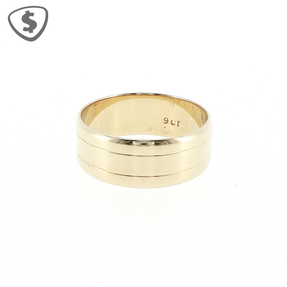 9ct Classic Yellow Gold Wedding Ring with Double Grooved Detailing