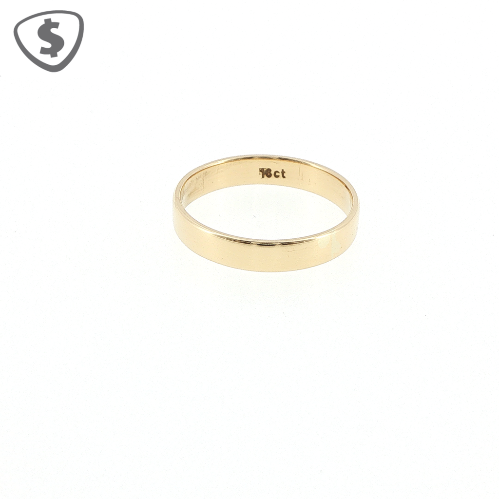 Polished 18ct Yellow Gold Flat Wedding Band