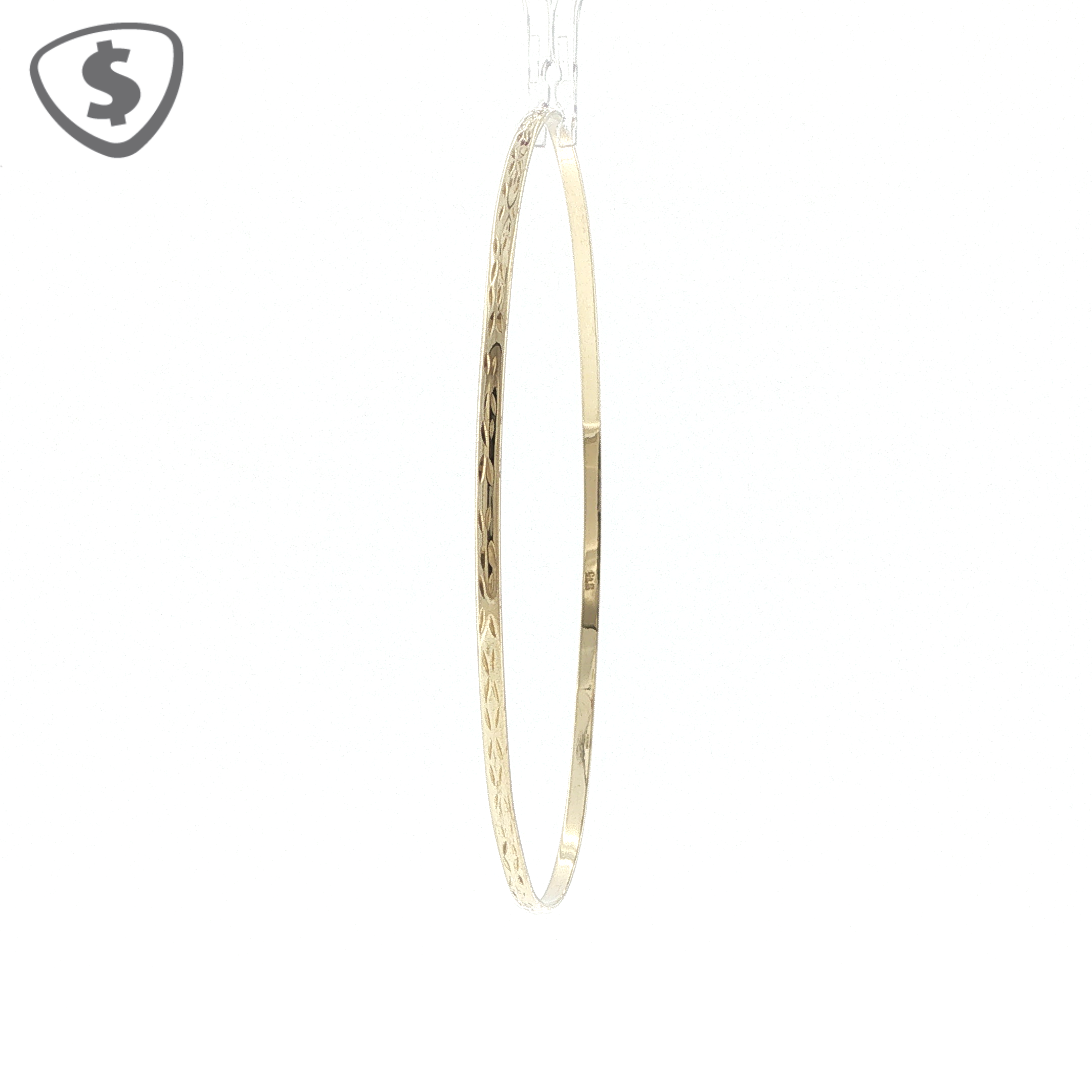9ct Yellow Gold 2mm Hammered Bangle