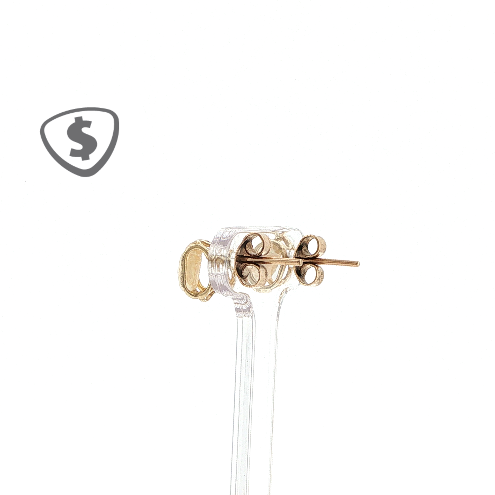 9ct Yellow Gold Carved Quartz Wire Frame Stud Earrings