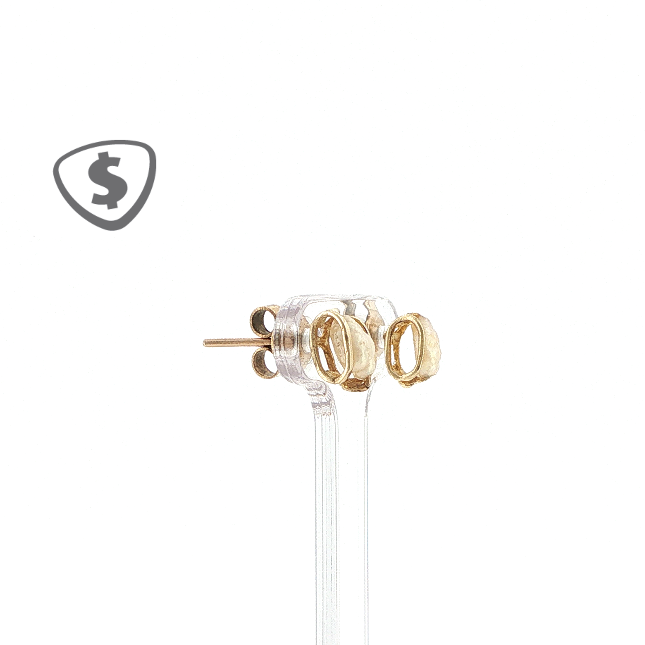 9ct Yellow Gold Carved Quartz Wire Frame Stud Earrings