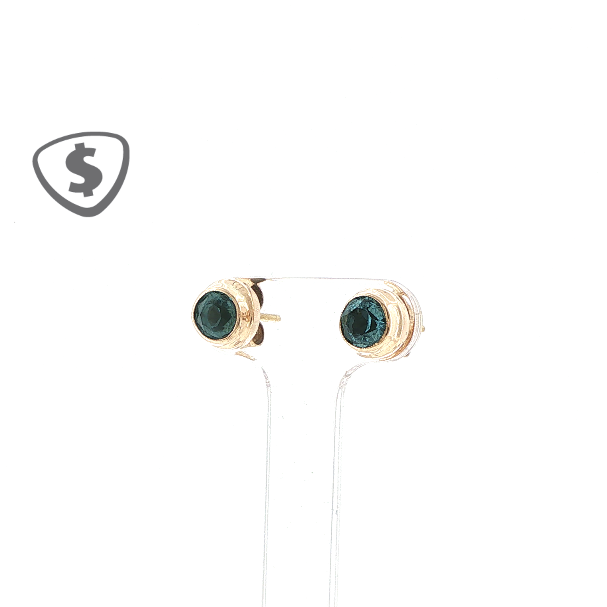 9ct Yellow Gold Blue Cubix Zirconia Stud Earrings