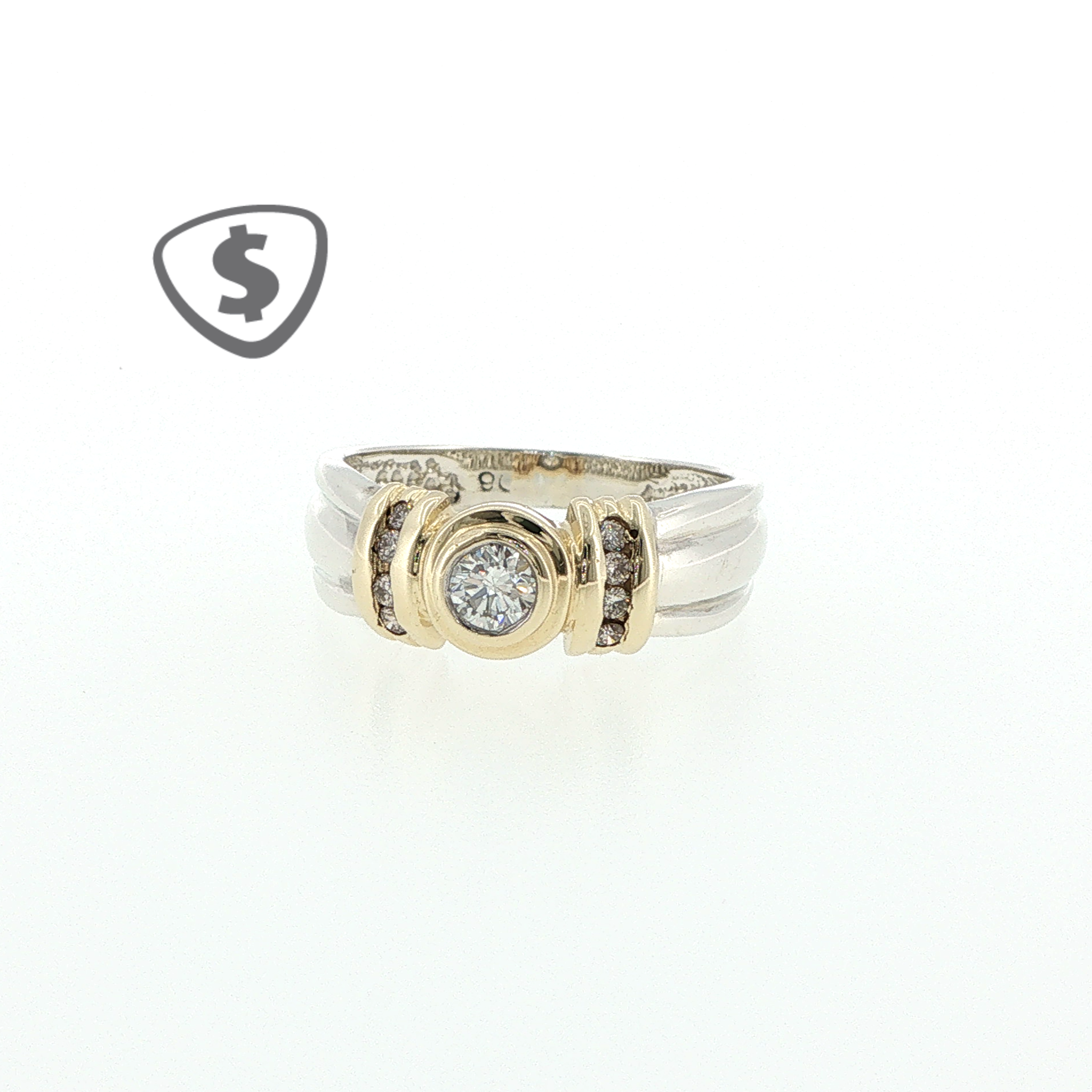 9ct White and Yellow Gold Solitaire Engagement Ring