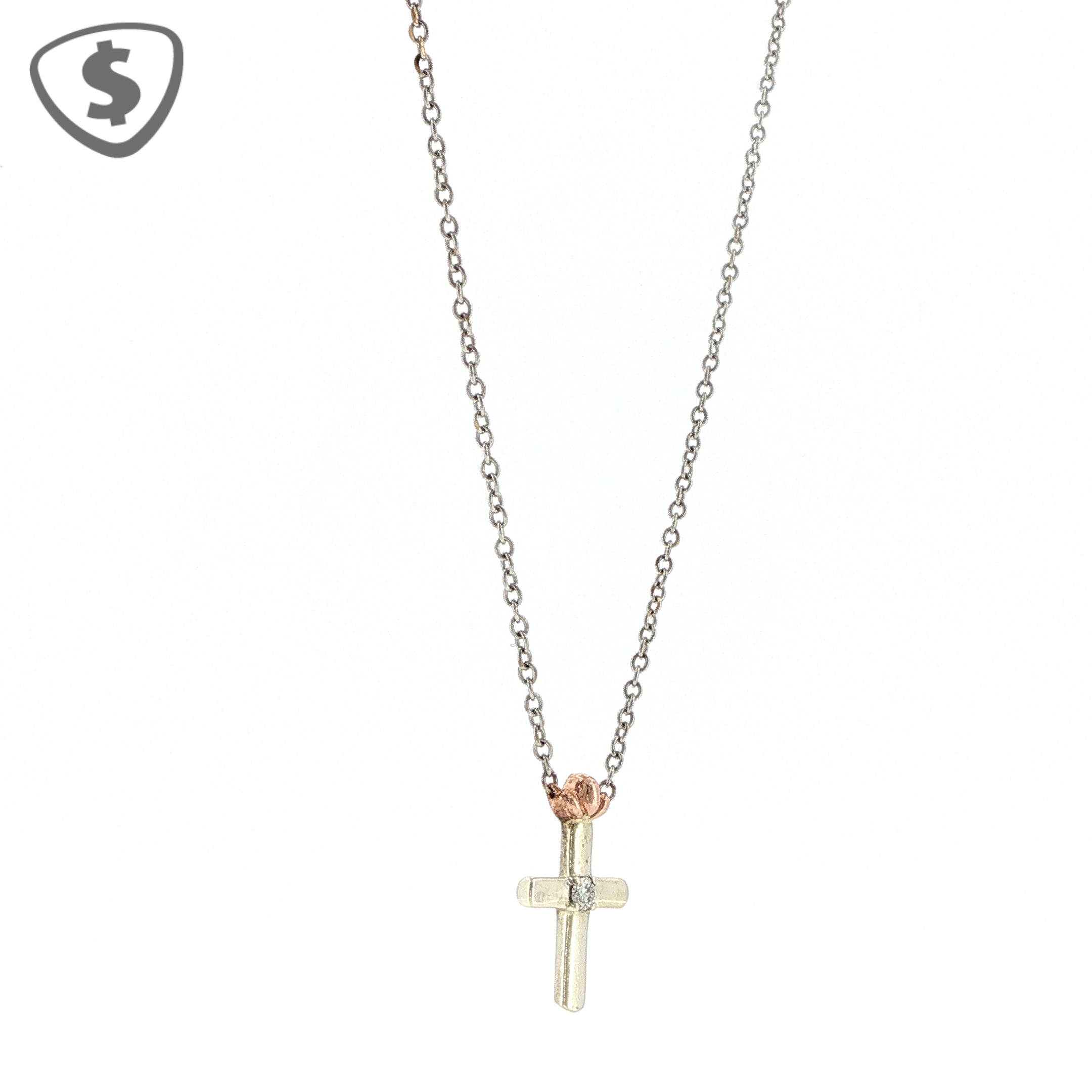 9ct White Gold Cross Pendant Necklace