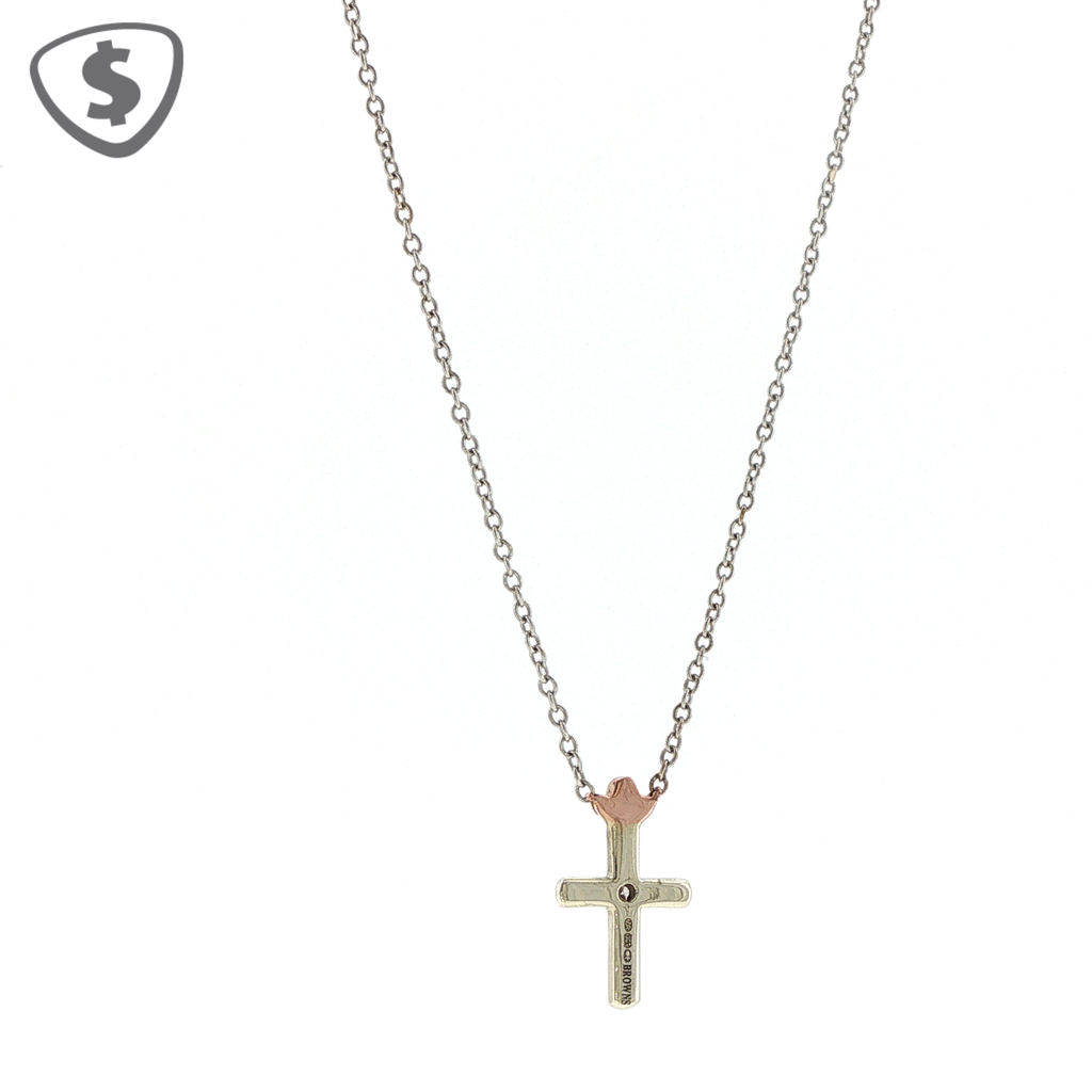 9ct White Gold Cross Pendant Necklace