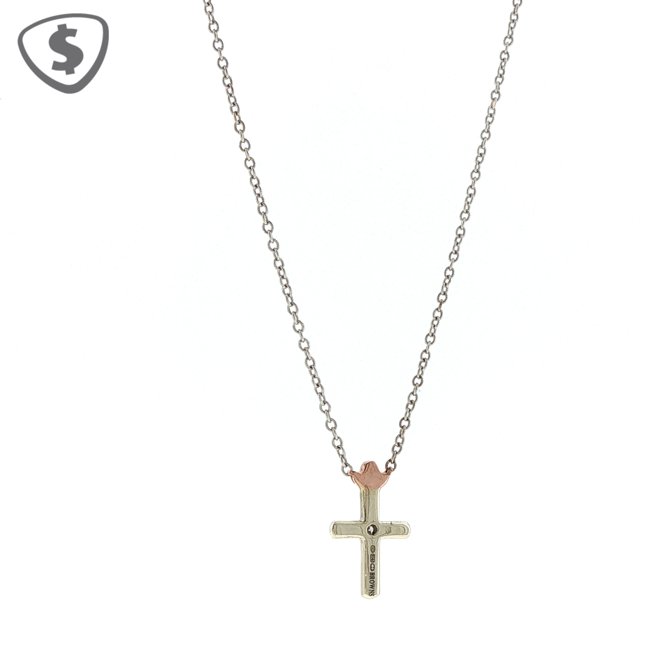 9ct White Gold Cross Pendant Necklace