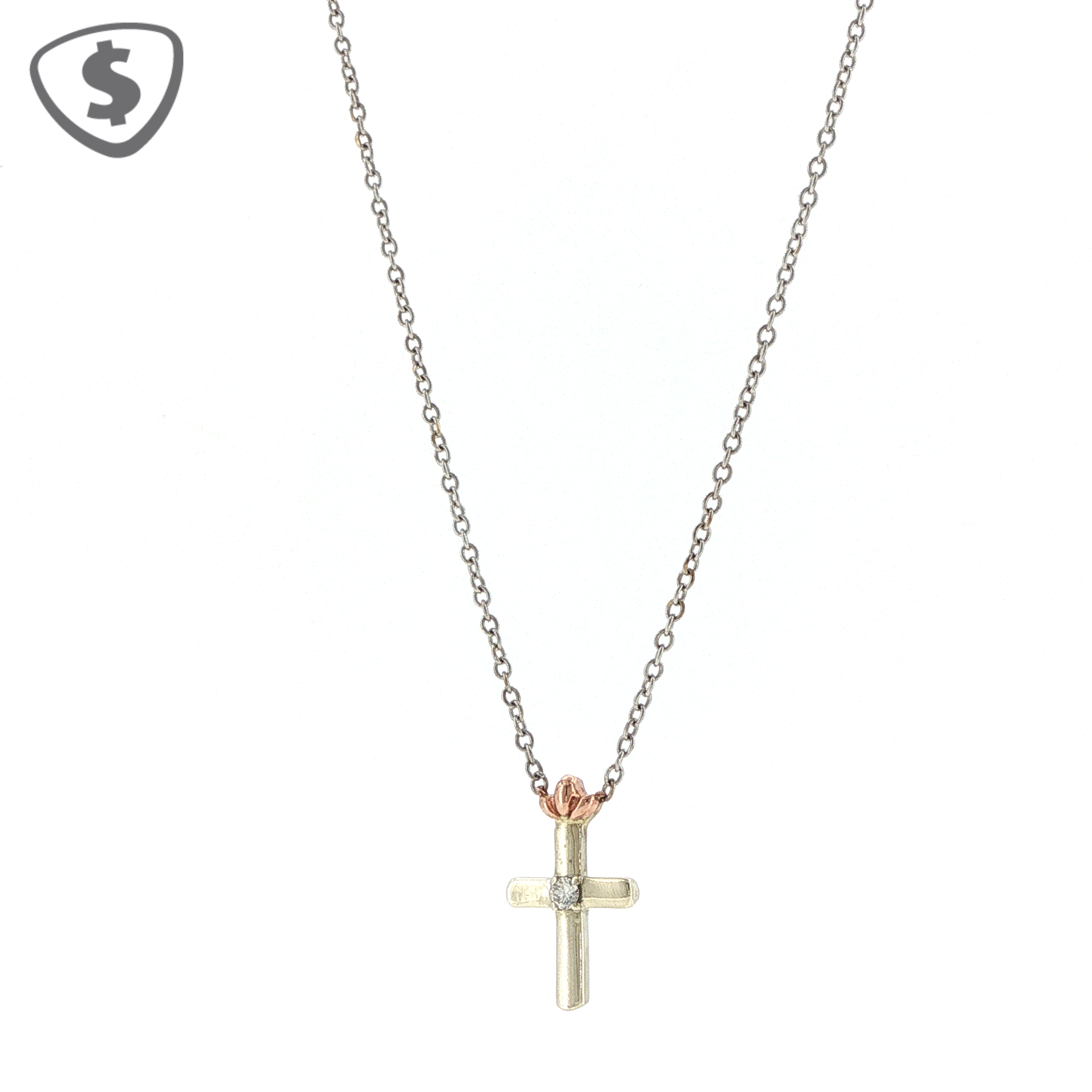 9ct White Gold Cross Pendant Necklace
