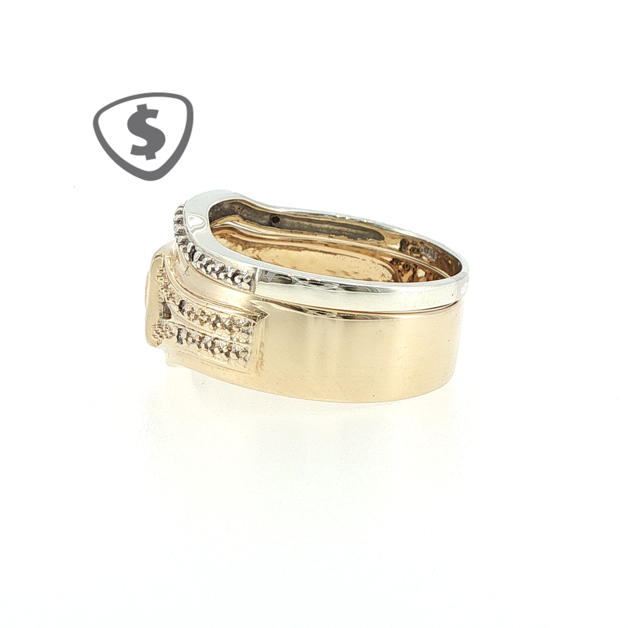 9ct Yellow and White Gold Diamond Wedding Ring Set