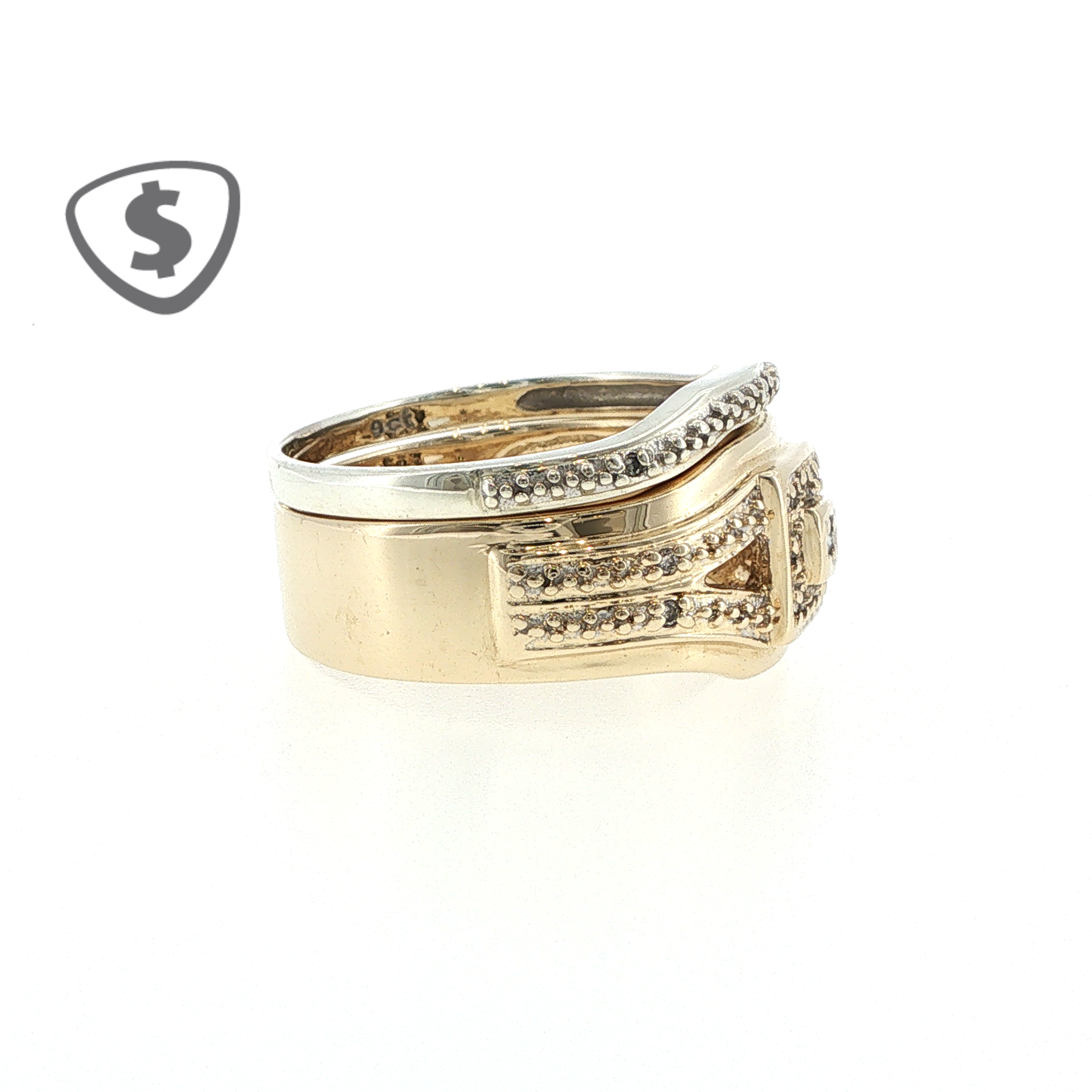 9ct Yellow and White Gold Diamond Wedding Ring Set