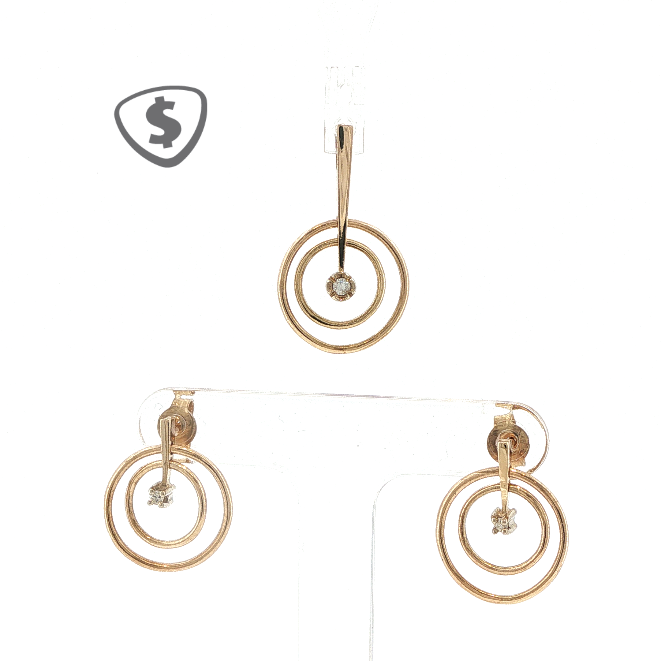 9ct Yellow Gold Matching Pendant and Earrings Set