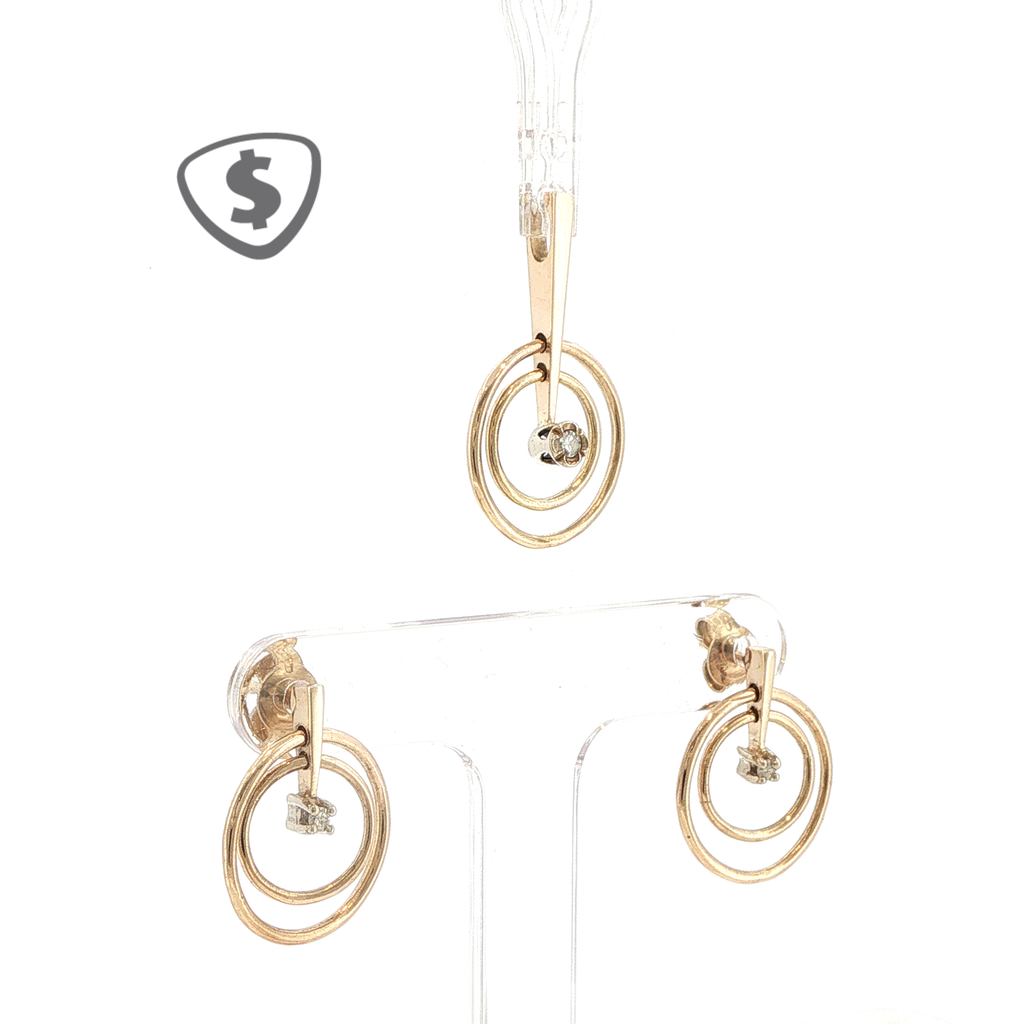 9ct Yellow Gold Matching Pendant and Earrings Set