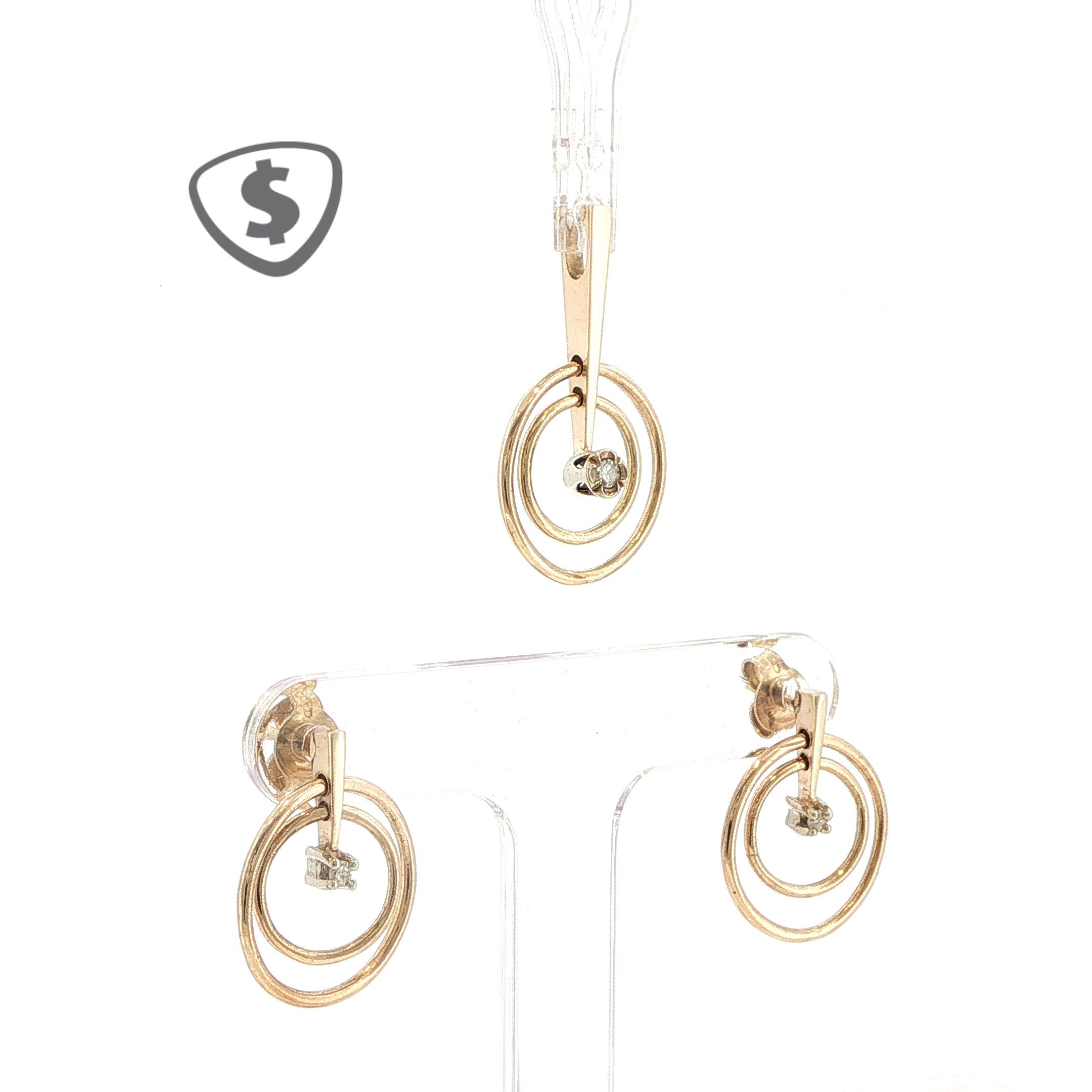 9ct Yellow Gold Matching Pendant and Earrings Set