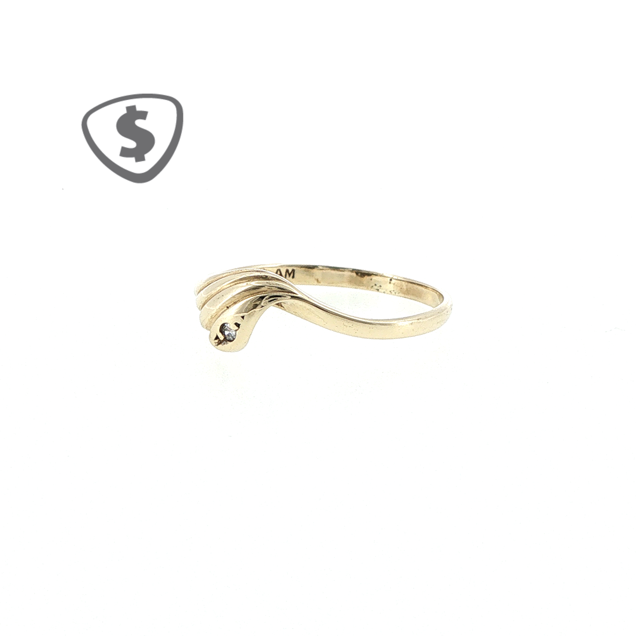 9ct Yellow Gold Wave Band Ring with Diamond