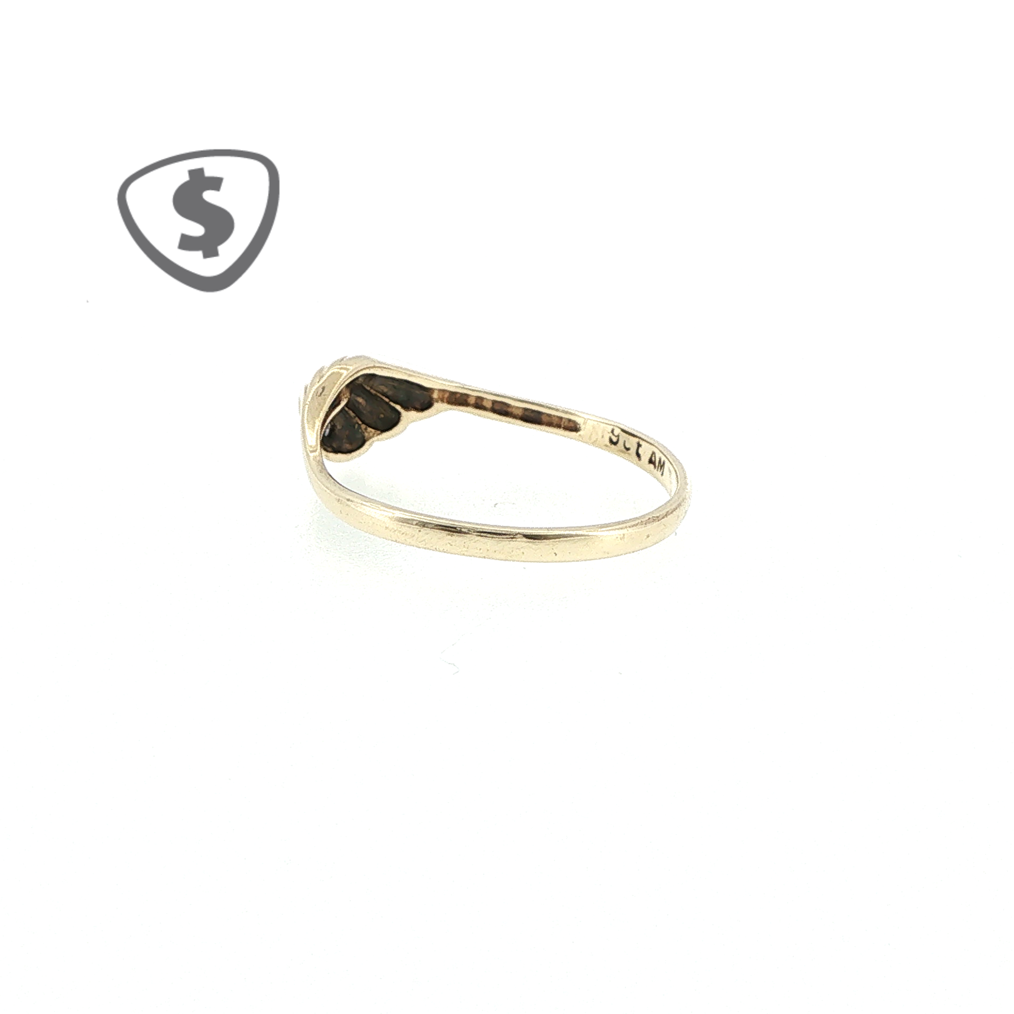 9ct Yellow Gold Wave Band Ring with Diamond