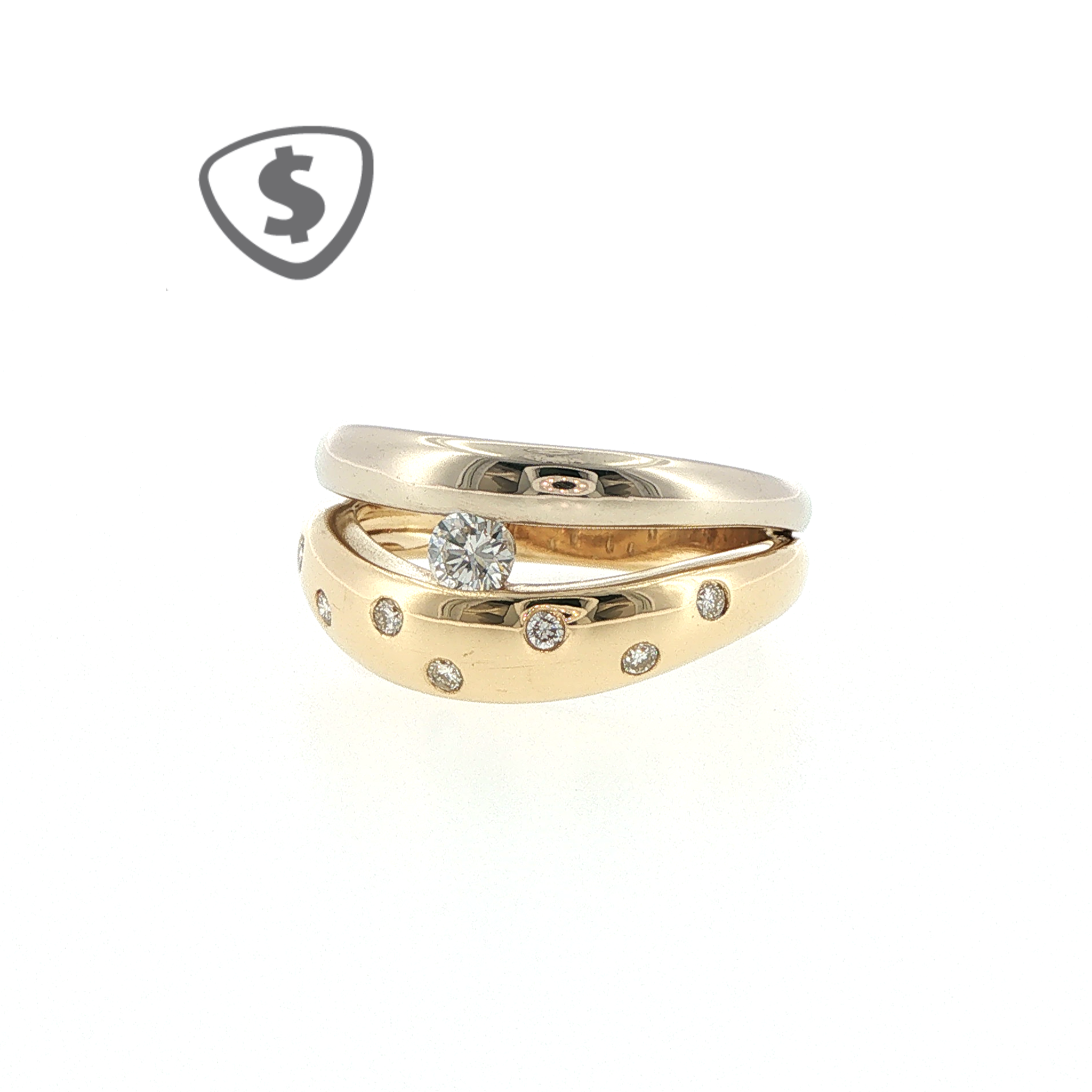 18ct Yellow and White Gold Diamond Engagement Ring